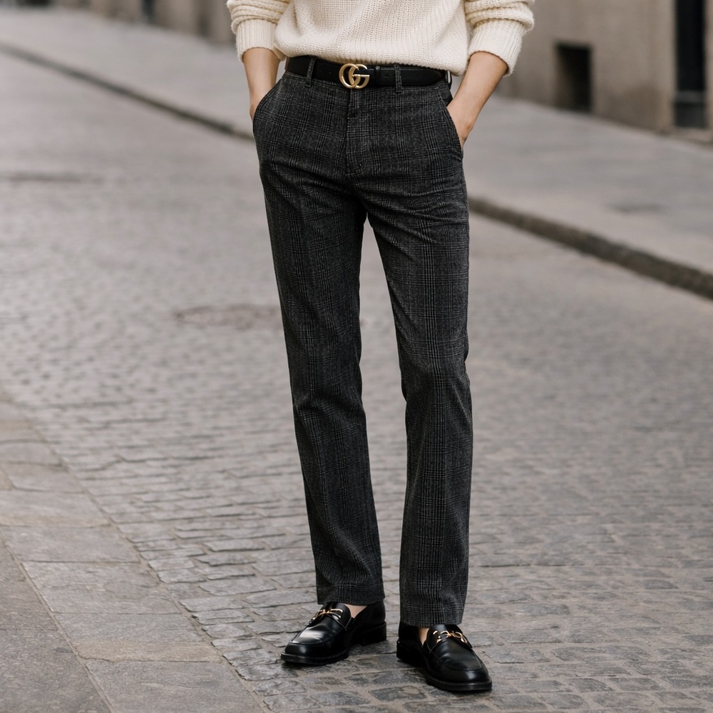Gucci corduroy pants grey plaid